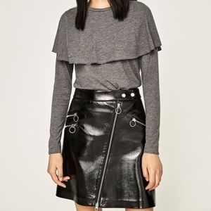 Zara Women Black Zipper Detail Skirt